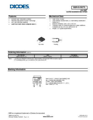 SBR10150CTL Datasheet PDF Diodes Incorporated.