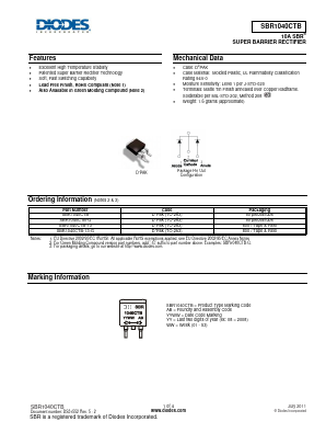 SBR1040CTB Datasheet PDF Diodes Incorporated.