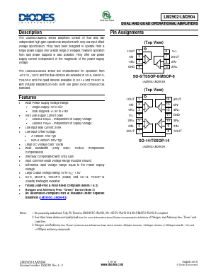 LM2904 Datasheet PDF Diodes Incorporated.