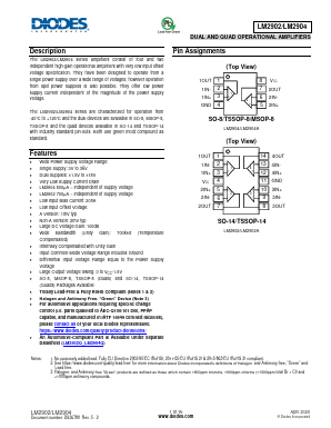 LM2904 Datasheet PDF Diodes Incorporated.