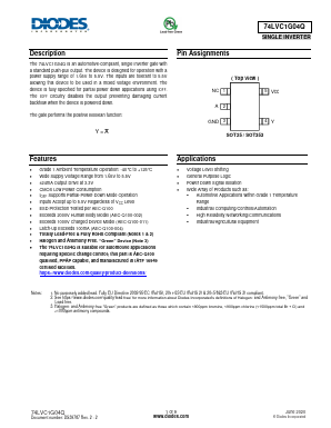 74LVC1G04QSE-7 Datasheet PDF Diodes Incorporated.