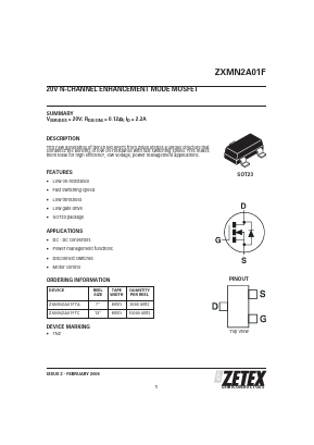 ZXMN2A01F Datasheet PDF Diodes Incorporated.