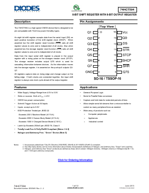 74HCT594 Datasheet PDF Diodes Incorporated.