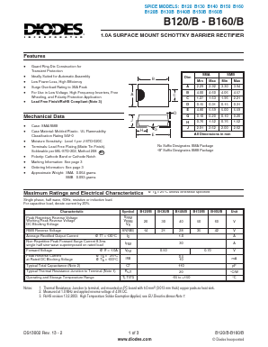 B160B-13-F Datasheet PDF Diodes Incorporated.