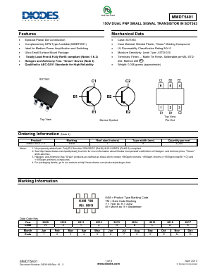 MMDT5401-7-F Datasheet PDF Diodes Incorporated.