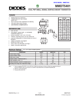 MMDT5401 Datasheet PDF Diodes Incorporated.