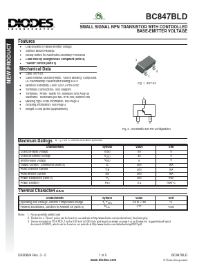 BC847BLD Datasheet PDF Diodes Incorporated.