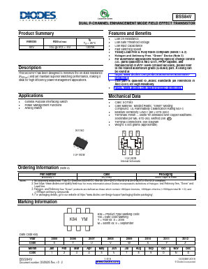 BSS84V Datasheet PDF Diodes Incorporated.