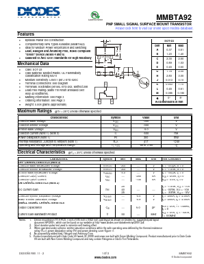 MMBTA92 Datasheet PDF Diodes Incorporated.