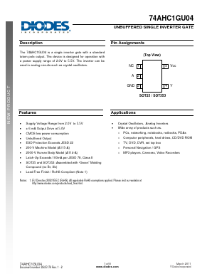 74AHC1GU04SE Datasheet PDF Diodes Incorporated.