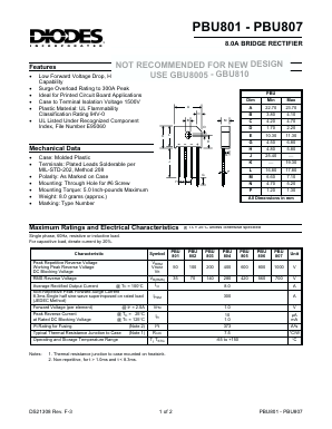 PBU801 Datasheet PDF Diodes Incorporated.