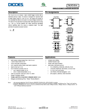 74LVC1G14FW Datasheet PDF Diodes Incorporated.