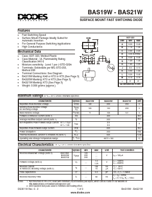 BAS19W-7 Datasheet PDF Diodes Incorporated.