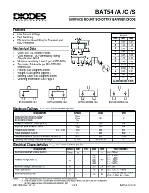 BAT54C-7 Datasheet PDF Diodes Incorporated.