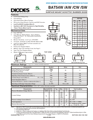 BAT54AW-7-F Datasheet PDF Diodes Incorporated.