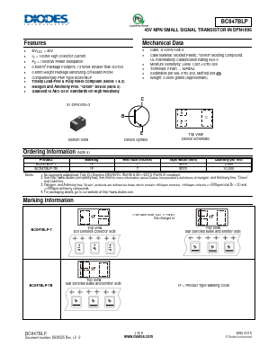 BC847BLP Datasheet PDF Diodes Incorporated.