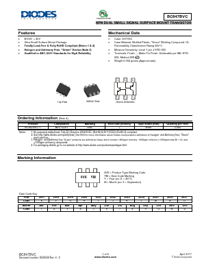 BC847BVC Datasheet PDF Diodes Incorporated.