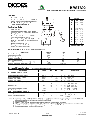 MMSTA92 Datasheet PDF Diodes Incorporated.