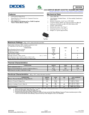 B0530W Datasheet PDF Diodes Incorporated.