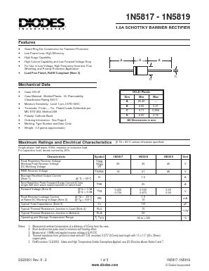 1N5817-B Datasheet PDF Diodes Incorporated.