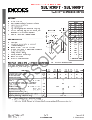 SBL1660PT Datasheet PDF Diodes Incorporated.