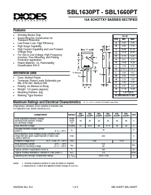 SBL1630PT Datasheet PDF Diodes Incorporated.