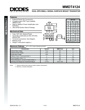 MMDT4124 Datasheet PDF Diodes Incorporated.