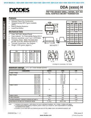 DDA124EH Datasheet PDF Diodes Incorporated.