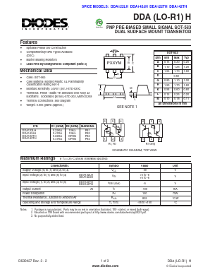 DDA122TH-7 Datasheet PDF Diodes Incorporated.