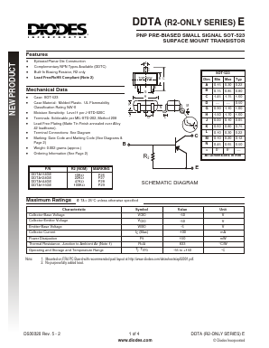 DDTA124GE Datasheet PDF Diodes Incorporated.
