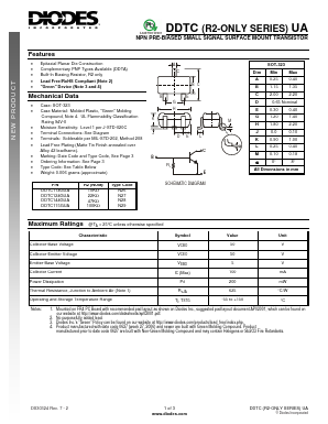 DDTC114GUA Datasheet PDF Diodes Incorporated.