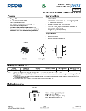 FZT751TA Datasheet PDF Diodes Incorporated.