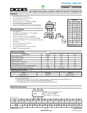 DMMT3906W Datasheet PDF Diodes Incorporated.