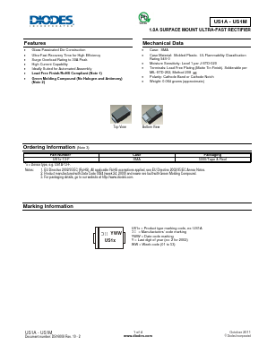 US1A Datasheet PDF Diodes Incorporated.