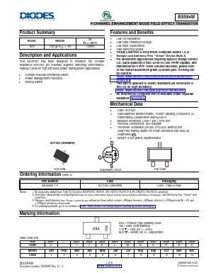 BSS84W Datasheet PDF Diodes Incorporated.