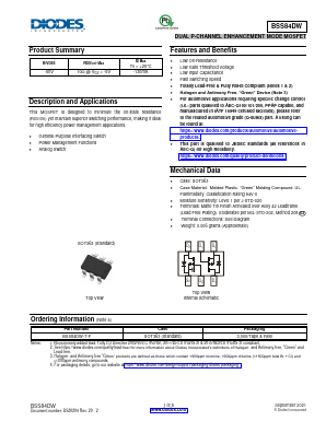 BSS84DW Datasheet PDF Diodes Incorporated.