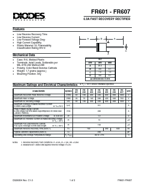 FR606 Datasheet PDF Diodes Incorporated.