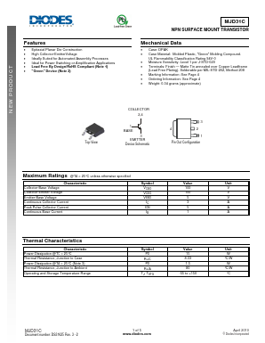 MJD31C-13 Datasheet PDF Diodes Incorporated.