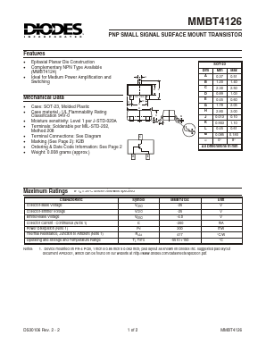 MMBT4126_ Datasheet PDF Diodes Incorporated.