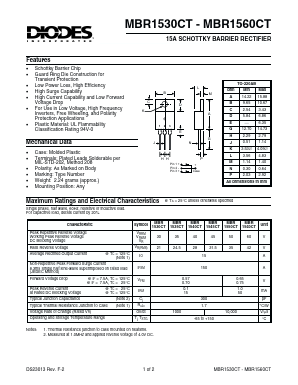 MBR1535CT Datasheet PDF Diodes Incorporated.