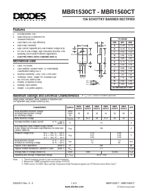 MBR1535CT Datasheet PDF Diodes Incorporated.