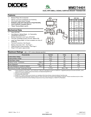 MMDT4401-7-F Datasheet PDF Diodes Incorporated.