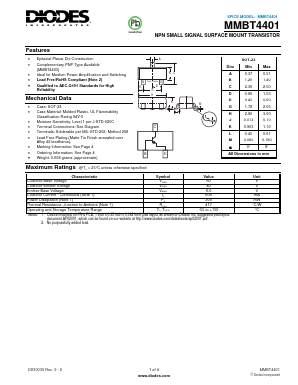 MMBT4401-7-F Datasheet PDF Diodes Incorporated.