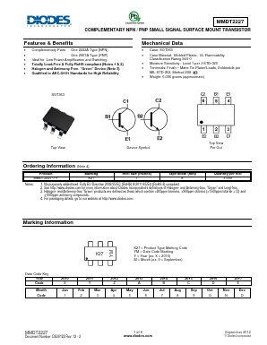 MMDT2227-7-F Datasheet PDF Diodes Incorporated.