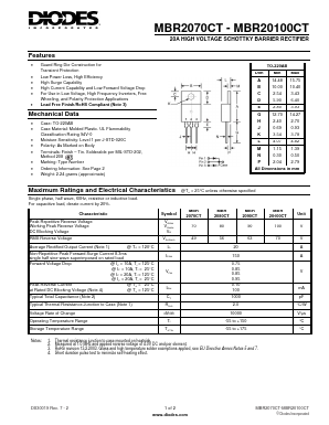 MBR2070CT Datasheet PDF Diodes Incorporated.