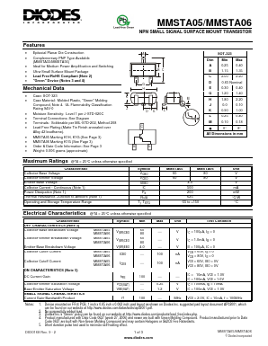 MMSTA05 Datasheet PDF Diodes Incorporated.