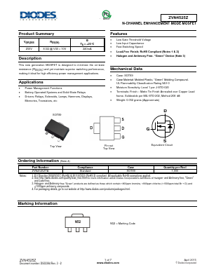 ZVN4525ZTA Datasheet PDF Diodes Incorporated.