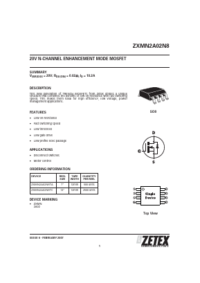 ZXMN2A02N8 Datasheet PDF Diodes Incorporated.