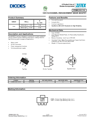 ZXMN10A11GTA Datasheet PDF Diodes Incorporated.