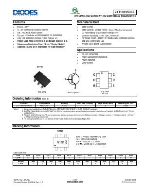 ZXT13N15DE6 Datasheet PDF Diodes Incorporated.